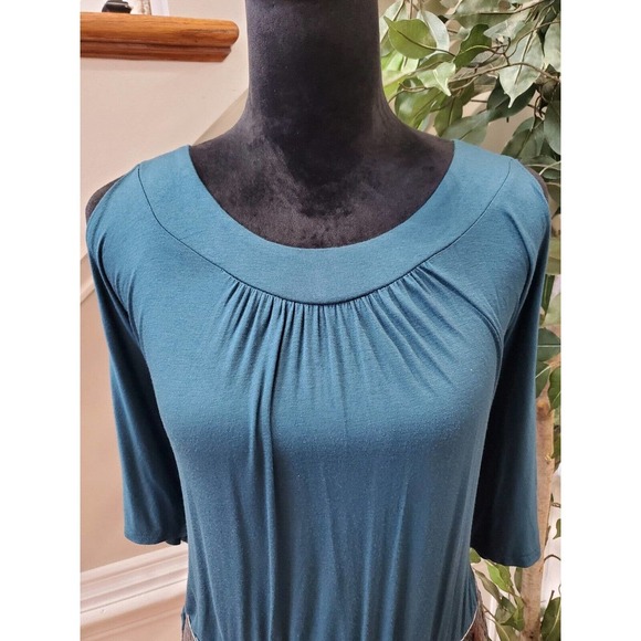 Inner Womens Blue Rayon Round Neck Cold Shoulder Sleeve Casual Top Blouse Small - Picture 4 of 11